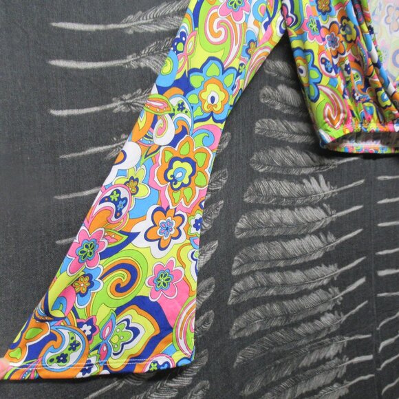 Mad Rag Psychedelic Flower Power Cropped Long Sleeve Shirt - Picture 2 of 5